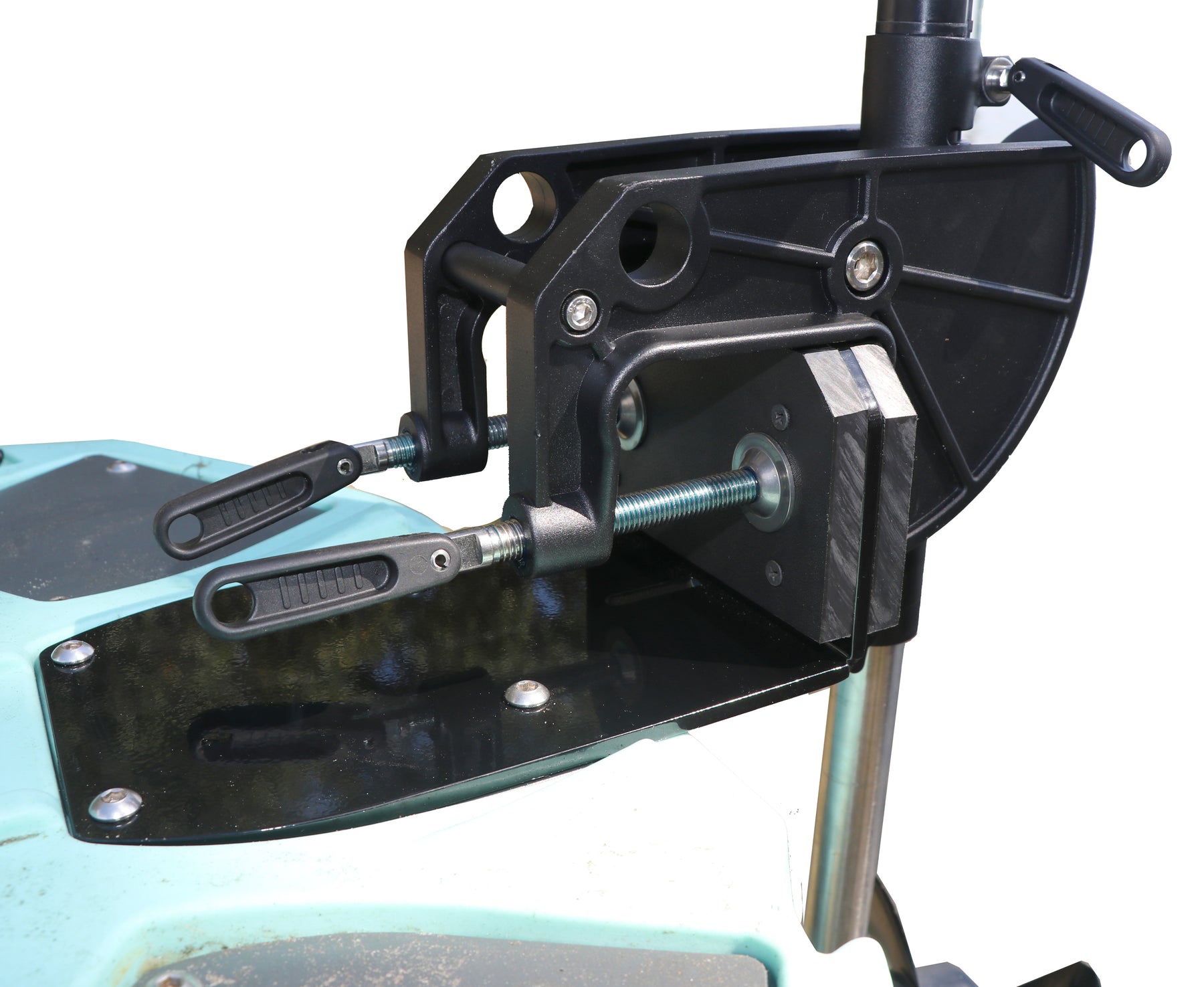 FEIMIRE Aluminum Transom Trolling Motor Mount For Kayaks - Black, 5mm Thick, 3.75"x4.75" Bolt Pattern